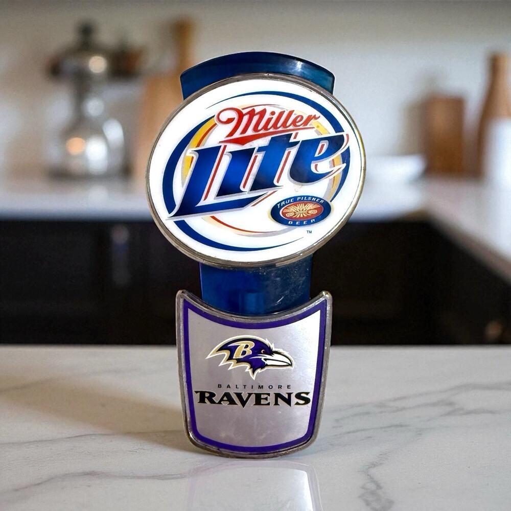 Miller Lite Baltimore Ravens NFL Football 5.75” Beer Tap Bar Keg Handle RARE